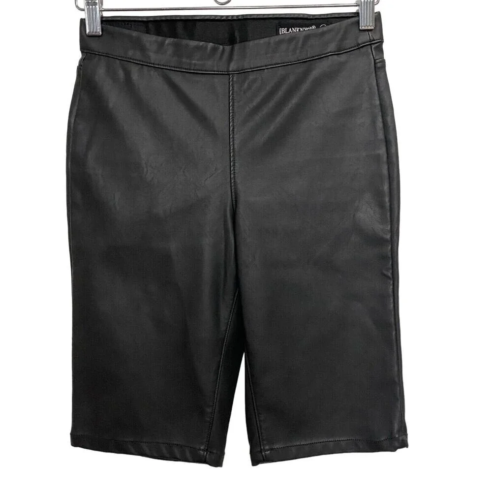 BLANK NYC Black‎ Faux Leather Biker Chino Shorts Size 26